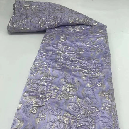 Lilac Jacquard Brocade Fabric Embroidery French Lace Silk Brocade Fabric