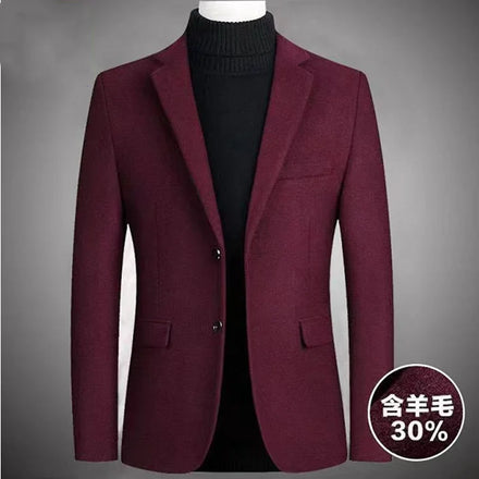 Men's Business Casual Wool Suit Winter Thickened Suit Short Coat