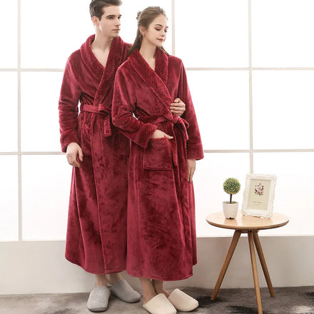 Wholesale Fleece Warm Bathrobe Flannel Thermal Robes Women 100% Polyester Warm Women's Robe