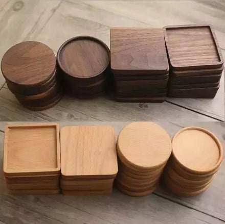 Factory Custom Size Round Square Walnut Bamboo Coaster Acacia Wood Drink Cup Wooden Coaster for Coffee Tea Beer Custom Logo