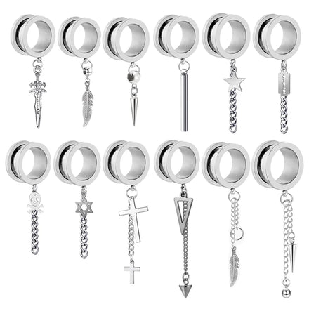 Hot Sales Dangle Ear Gauges for Men Screw Body Piercing Plugs and Tunnels Ear Stretcher Expander Kit 6-20mm Wholesales Factory s
