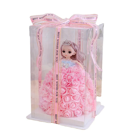 Hot Sale New Fashion Doll Rose Wedding Dress with Gift Box for Decoration Gift
