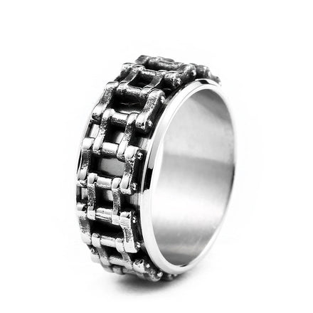 OAHLAN Wholesale Customized Fashion Jewelry Vintage Motorcycle Chain Design Stainless Steel Rings for Men