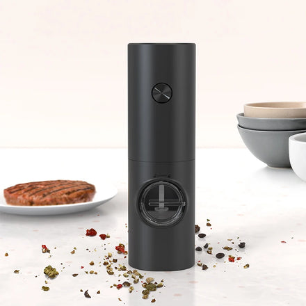 Spice Gravity One Hand Operation Adjustable Coarseness Semi-Automatic Electric Salt and Pepper Shaker Grinder With Led Light