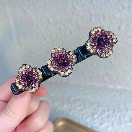 Braiding Hair Clips Rhinestone Woven Flower Sparkling Crystal Stone Braided Hair Clips Hairs Accessories for Woman
