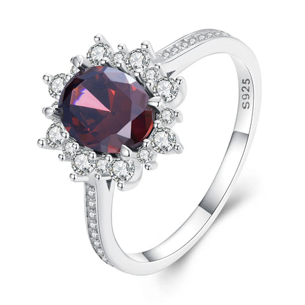Factory 925 Sterling Silver Dark Red Zircon Wedding Ring for Women Wedding Engagement Anniversary Elegent Fine Jewelry BSR334
