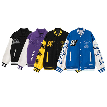Custom Logo Single-Breasted Woolen Jacket Vintage College Letterman Embroidery Waterproof Autumn Cotton Filling