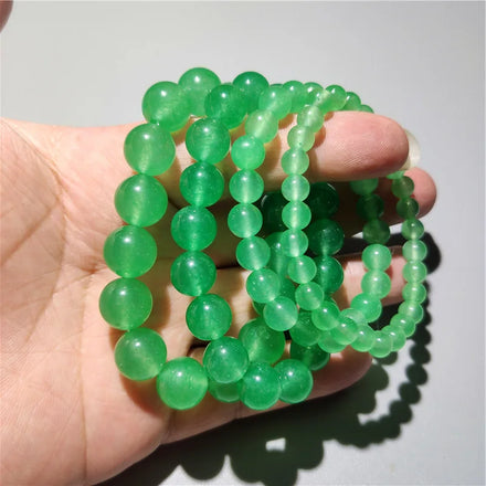Women Men 6 8 10 12 14MM Healing Crystal Beads Emerald Green Jade Bracelet Stretch Bangle Natural Green Agate Bracelet