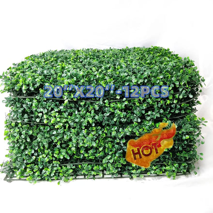 Easy Installation 20x20'' Faux Boxwood Plants Green Artificial Privacy Hedge Green Panel Grass Wall Backdrop for Decoration