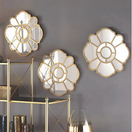 41cm High Quality Simple Flower Indoor Wall Hanging Tiny Round Wall Mirror for Bedroom Frame Mirrors Small Home Decor Mirror