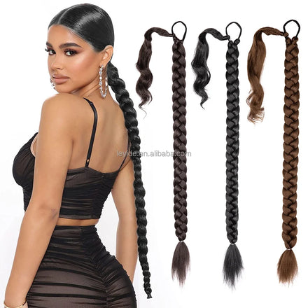 AliLeader Long Braided Ponytail Extension with Hair Tie Wrap Around Hair Extensions Ponytail Synthetic Hair Piece for Women