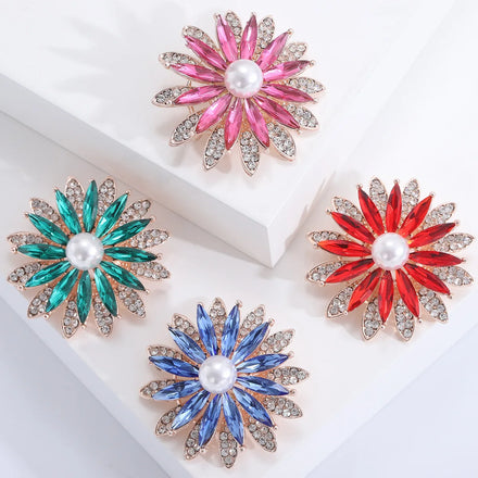 Hot Sale Charms Brooch Jewelry Women Gifts Bridal Brooches Pin Bouquets Wedding Crystal Rhinestone Sunflower Brooch Pin