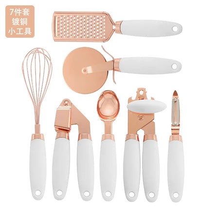 7 Pcs Kitchen Gadget Set Heat Resistant Peeler Garlic Press Cutter Scoop Cheese Grater Kitchenware Accessories