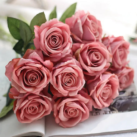 Wholesale Hot Sale Real Touch Flowers Velvet Rose Single Stem Artificial Flannel Velvet Rose for Wedding Decoration Rose Flowers