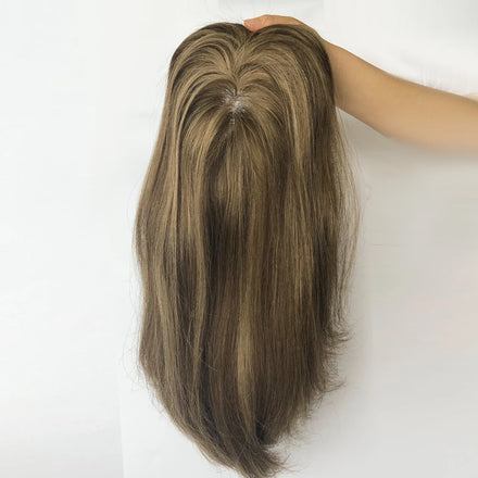 European Virgin Hair High Density 16inch Brown Women Hairloss Solution Woman Toppers Hair Replacements System