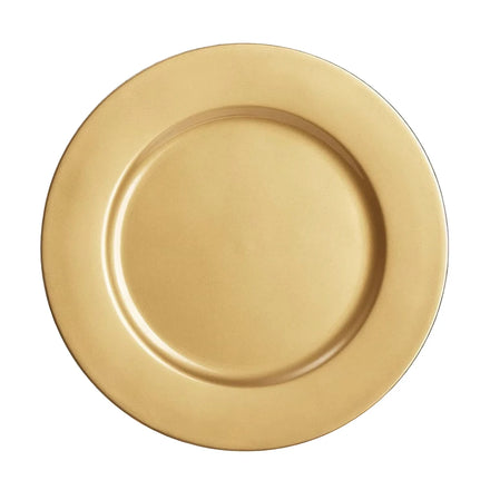 33cm Gold Glossy PP Plastic Charger Plates Eco-Friendly Luxury Dinner Plates for Weddings Parties Picnics Restaurants