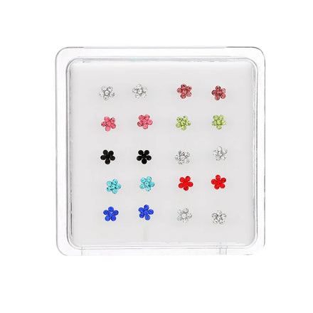 Fashion Style 925 Sterling Silver Plum Blossom Czech Diamonds Nose Jewelry Multicolor Colorful Crystal Nose Studs