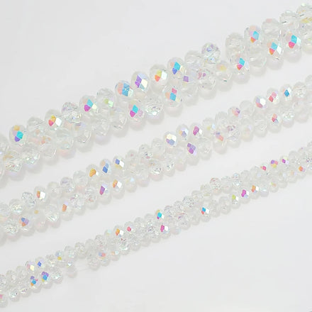 Zhubi 4/6/8MM Faceted Rondelle Glass Beads Half AB Coating Crystals Loose Beads for Jewelry Making Necklace Bracelet Crafts