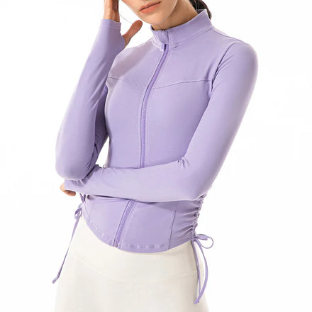 Fitness Top New Slim Fashion Long Sleeve Stand Collar Running Zipper Yoga Wear Sports Coat Women's Gym Jacket