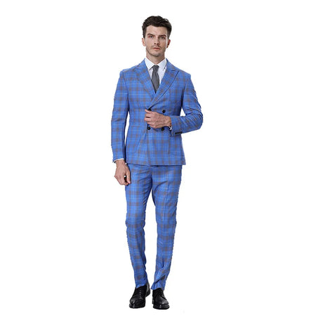 MOQ One Set Men's Wear Blue 3-piece Men's Suits & blazer Fashion Slim Suit Jacket Suit Single Button Formal Coat Suite for Men