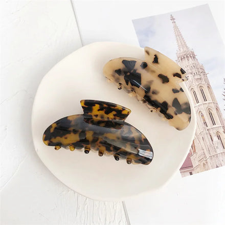 Big Vintage Simple Style Leopard 9.5cm Hair Accessories Resin Acetate Plastic Hair Claw for Women