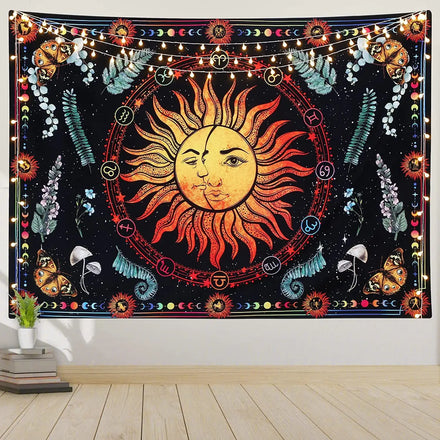 Logo Custom Tarot Sun Skull Tapestry Fantasy Fractal Skull Butterfly Rose Bohe Decor for Dorm