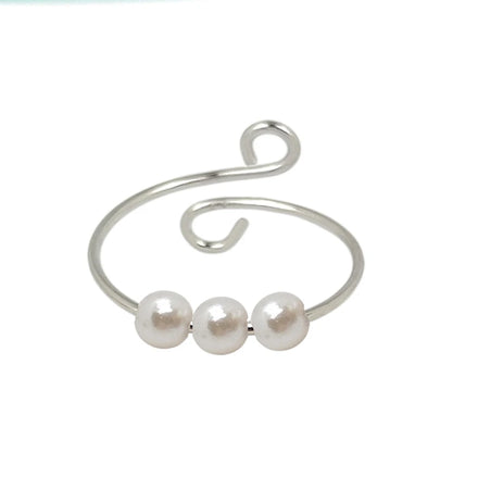New Copper Ring ABS Pearl Turn Color Preservation Decompression Anxiety Opening Adjustable Copper Ring Finger Rings