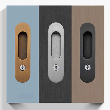 Invisible Zinc Alloy Door Handle with Lock Sliding Door Lock for Bathroom Privacy Toilet Wooden Door