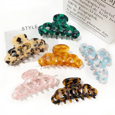 New Arrived 9.5CM Elegant Ins Fashion Women Hair Clip Accessories Hollowed Geometric Large Size Acetate Hair Claw