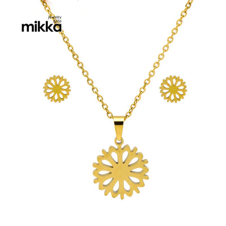 18K Gold Plated Stainless Steel Sunflower Heart Letter Butterfly Dragonfly Necklace Earring Set Women Jewelry