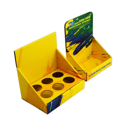 Corrugated Cardboard Retail Folders Matt Lamination Embossing Chewing Gum Packaging Cosmetics Counter Stand Holes Recycled