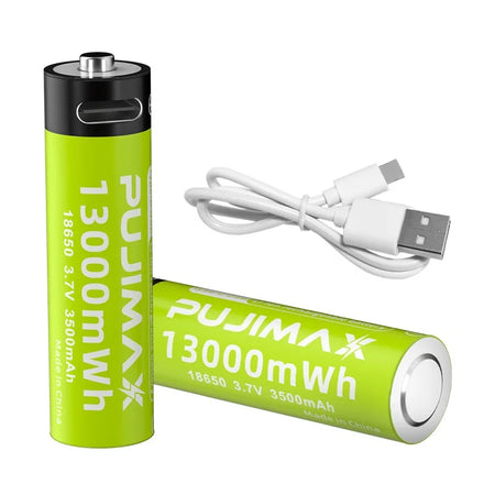 PUJIMAX Portable 1pcs 3.7v Lithium Ion Batteries 18650 Battery Type c Charging 18650 Li Ion Rechargeable Battery Usb c Charger