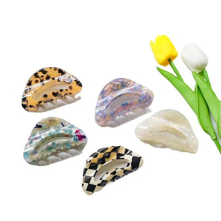 Geometric Hair Clamp Grab Barrettes Korean Ink Leopard Print Acetate Hair Claw Clips for Women