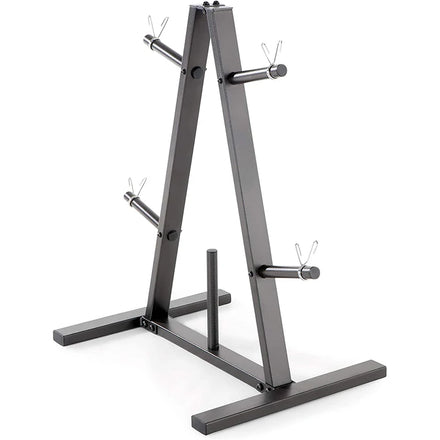 Olym Barbell Holder Weight Rack Metal Storage Stand with 4 Barbell Holders and Weight Plates Rack