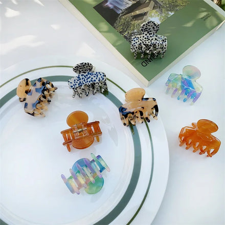 New Women Small Size Cute Bear Hair Clip Tortoiseshell Marble Acetate Heart Bear Hair Claw Clip