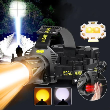 Emergency XHP50 Powerful Zoom 180-degrees Running 18650 4-modes Waterproof Rechargeable Usb Led Head Torch Headlights Headlamp
