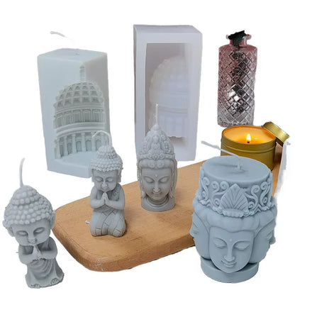 3D Buddha Design Silicone Candle Mold for Aroma Gypsum Ceramic Resin Concrete Crafts Decoration Silicone Mold Buddha