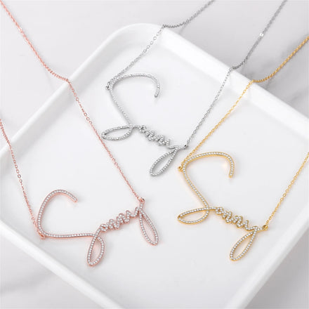Lateefah OEM Iced Out Cubic Zirconia Necklace Personalized Names Jewelry Signature Style Name Necklace