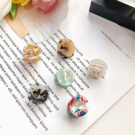Cute Small Girl Accessory About Acetate Hair Claw Tortoise with Smile Face Claw Clip