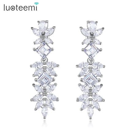 LUOTEEMI Fashion Jewelry Woman Earing Bridal Zircon Large Flower Big Wedding Luxury 2026 Designer Earrings