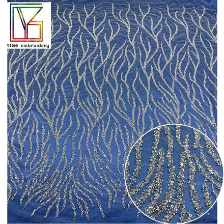 Manufacturer Wholesale New Net Embroidery Fabric Beads Sequins Mesh Lace Women Luxury Wedding Lace Fabric