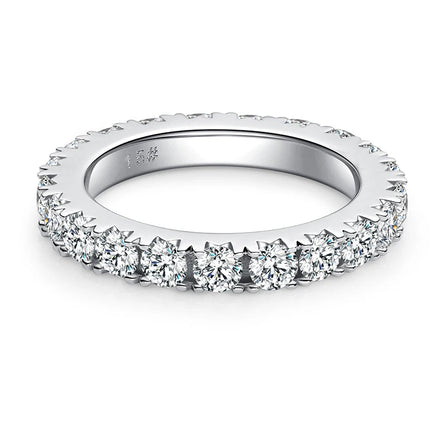 Classic Fashion White Gold Plated 925 Sterling Silver D Color Vvs 3mm With Lab Diamond Moissanite Wedding Band Ring