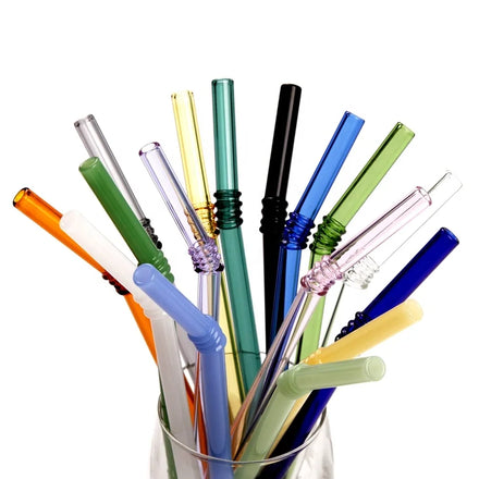 Popular High Borosilicate Bamboo Glass Straws Colorful Reusable 20cm Bar Accessory Drinking Environmentally Friendly Heat