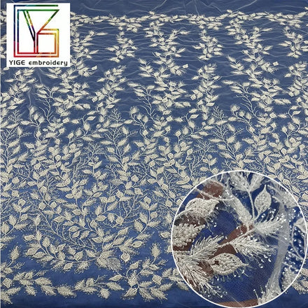 New Arrival Luxury Heavy French Beaded Embroidery Transparent White Sequins Mesh Bridal Lace African Women Wedding Lace Fabric