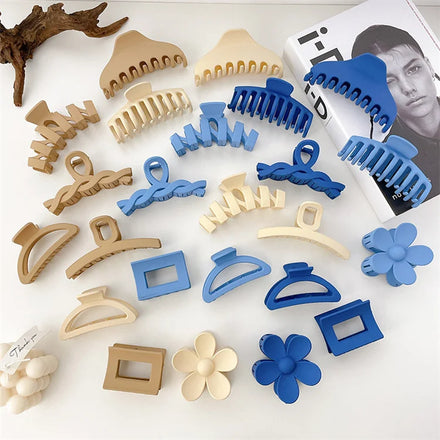 Fashion Solid Colors Elegant Geometric Flower Hair Claw Clips Big Matte Hair Claw Clamps