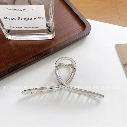 13.5cm Fashion Simple Matte Gold Metal Large Big Shark Gold Claw Hair Clip Metal Hair Claw Clips Simple Crossed Hair Claws