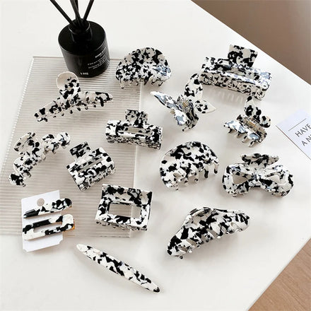 Multi Shaped Hair Accessories Cow Print Hair Claw Clips for Thick Hair Women