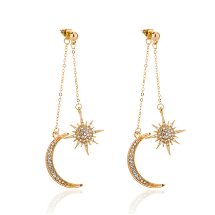 YD0092 Fashion Moon And Star Earrings Women Gold Stud Earrings Jewelry