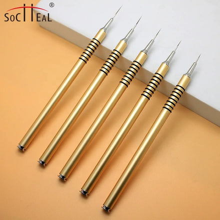 New Product Nylon Hair Nail Art Brush Luxury Dumb Gold Metal Handle Custom Logo Crimped Extremely Thin 5mm-25mm Nail Liner Brush