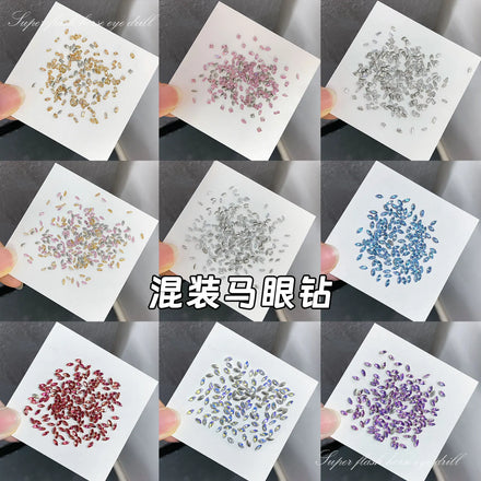 50 Mixed Packs New Mini Horse Eye Zircon Nail Diamond K9 Pointed Bottom Diamond Pile Nail Diamond Jewelry